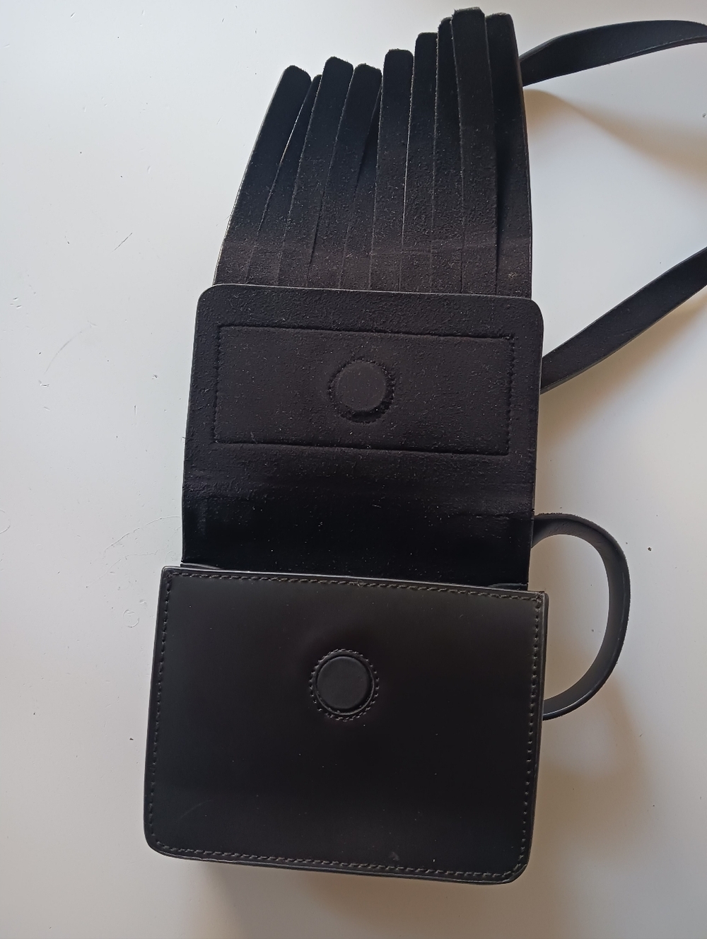 ACNE STUDIO Black Leather Fringe Mini Crossbody Bag - Picture 9 of 11